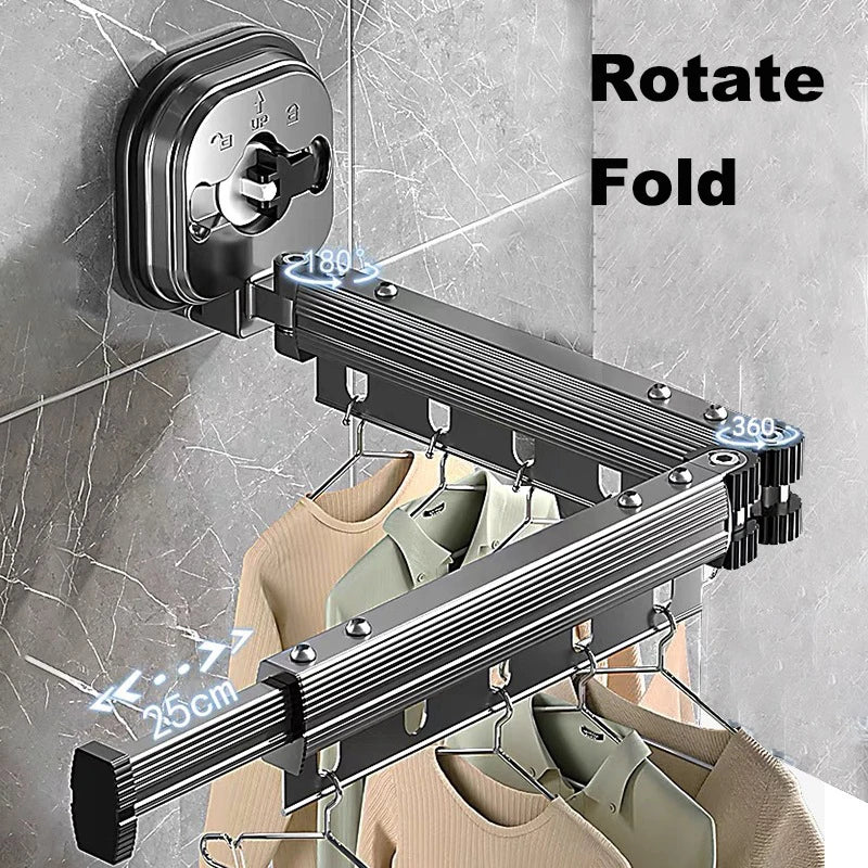 Varal Retrátil de Parede Dobrável – Suporte para Secagem de Roupas com Economia de Espaço
