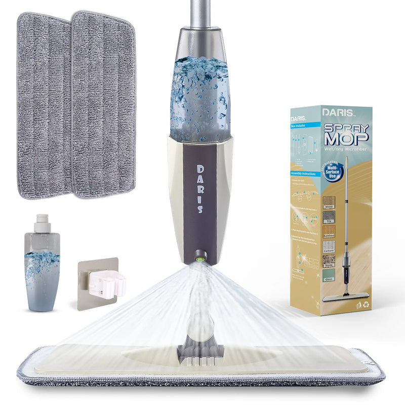 Mop Spray com Reservatório e Refil de Microfibra Reutilizável – Esfregão Giratório para Limpeza de Pisos
