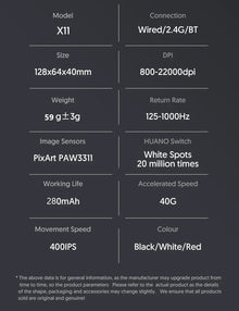 Attack Shark X11  Mouse Three Mode 2.4G PAW3311