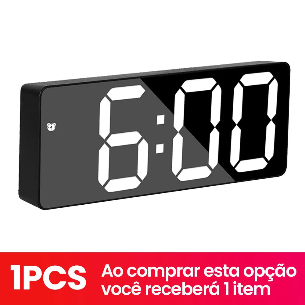 Relógio Digital LED com Alarme, Termômetro, Higrômetro e Luz Noturna para Quarto e Escritório