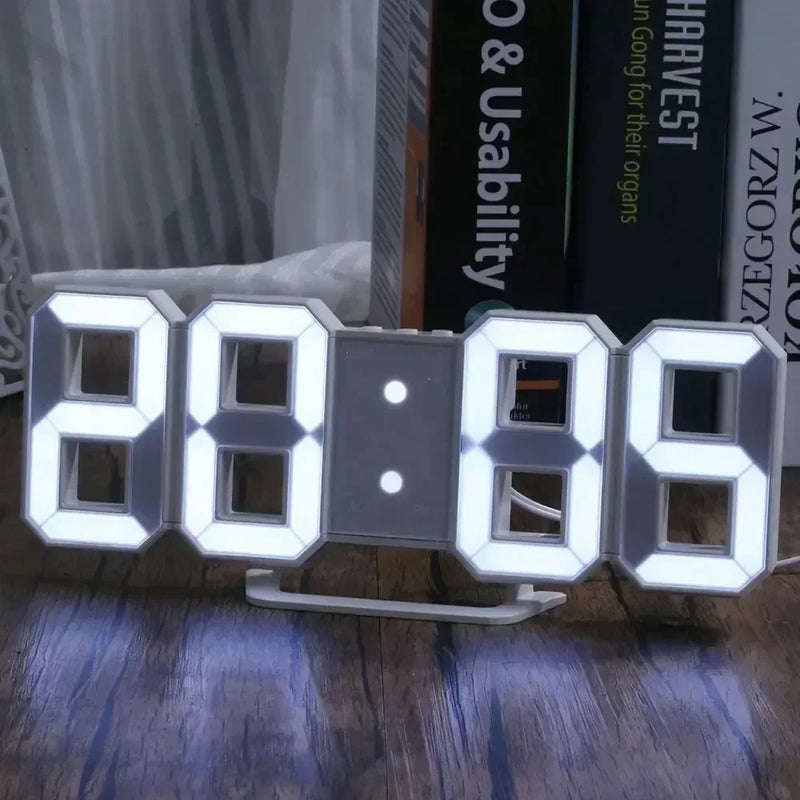 Relógio Digital LED de Mesa e Parede – Despertador com Calendário para Quarto e Sala