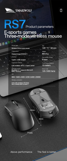 Mouse Gamer SMAILWOLF RS7 Tri-Mode