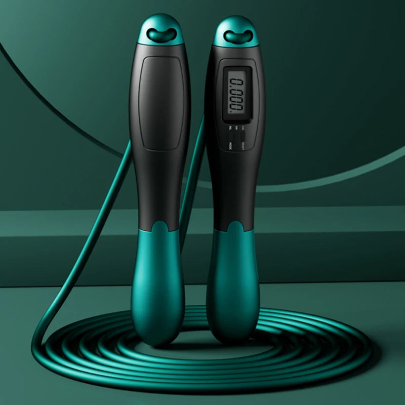 Corda de Pular Digital com Contador LCD 2 em 1 – Com ou Sem Fio, Ajustável para Fitness e Cardio