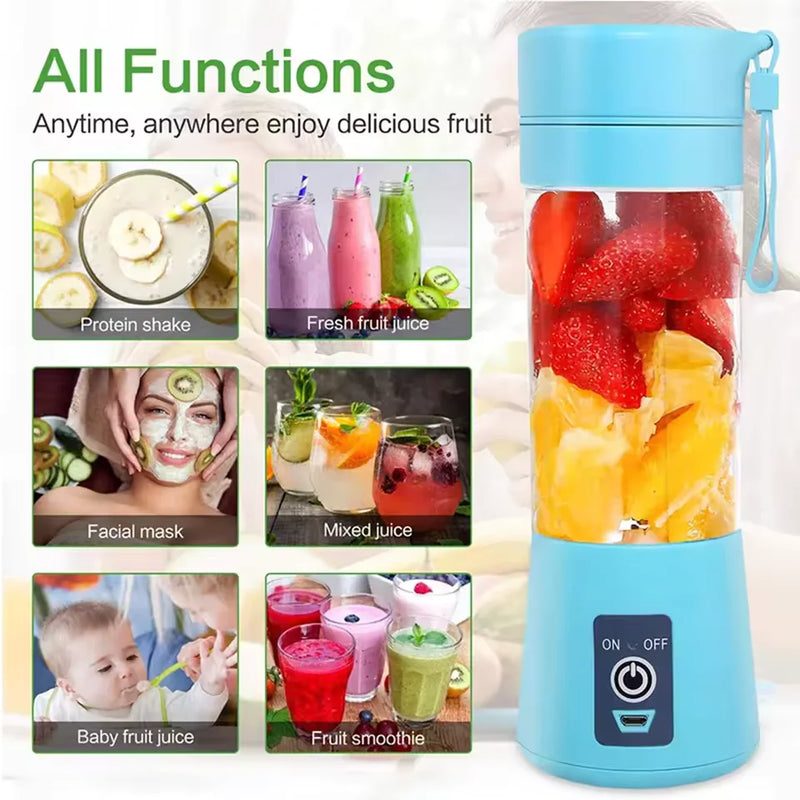 Mini Liquidificador Portatil Mixer Juice Garrafa Shake 6 Laminas + Cabo USB
