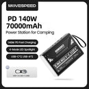 Power Bank MOVESPEED Z70 Pro 70000mAh 140W PD – Carregador Portátil com Lanterna LED