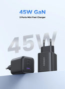UGREEN Carregador GaN Fast Charger USB-C 45W com PD 3.0 e QC 3.0