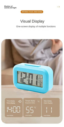 Relógio Despertador Digital LED com Calendário, Luz de Fundo e Display Multifuncional