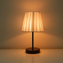 Abajur de Mesa em Madeira Maciça com Cúpula de Tecido – Luminária LED USB para Quarto e Cabeceira
