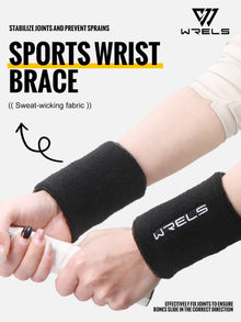 Munhequeira Esportiva Atoalhada WRELS – Absorvente de Suor para Academia, Tênis, Basquete e Corrida