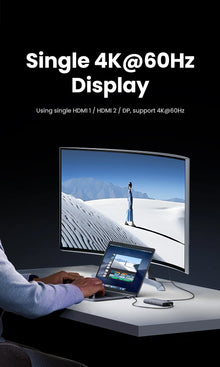 Adaptador Hub USB-C UGREEN 8 em 1 com Triple Display, Dual HDMI 4K 60Hz, DisplayPort, USB 3.2 e Power Delivery 100Wock for MacBook Pro Air PC