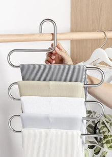 Cabide Multifuncional Dobrável 5 Camadas para Calças – Organizador Antiderrapante para Guarda-Roupa