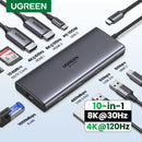 UGREEN Hub USB-C 10 em 1 com Duplo HDMI 8K/4K, RJ45 Gigabit, USB 3.0 e PD 100W