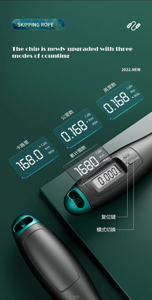Corda de Pular Digital com Contador LCD 2 em 1 – Com ou Sem Fio, Ajustável para Fitness e Cardio