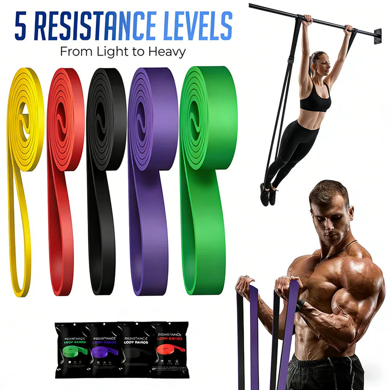 Faixa Elástica de Resistência com 7 Níveis – Elástico para Academia, Yoga, Pilates e Treino Funcional