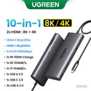 UGREEN Hub USB-C 10 em 1 com Duplo HDMI 8K/4K, RJ45 Gigabit, USB 3.0 e PD 100W