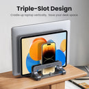 Suporte Vertical UGREEN em Alumínio Premium com 3 Slots para Notebook, MacBook, Tablet, iPad e Smartphone
