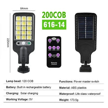 Refletor Solar LED Externo 200 COB com Sensor de Movimento – Luminária IP65 para Jardim, Quintal e Garagem