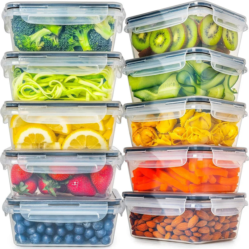 Kit com 10 Potes Herméticos 840ml BPA Free – Recipientes para Alimentos com Etiquetas e Caneta