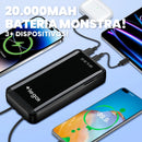 Power Bank 20000mAh com Lanterna Portátil Design Favos de Mel Bateria Externa Alta