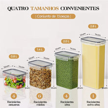 Kit com 15 Potes Herméticos para Mantimentos – Recipientes de 200ml a 2,8L para Organização da Cozinha