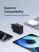 Carregador BASEUS 30W USB-C + USB-A – Fast Charging PD 3.0 com 3 Portas